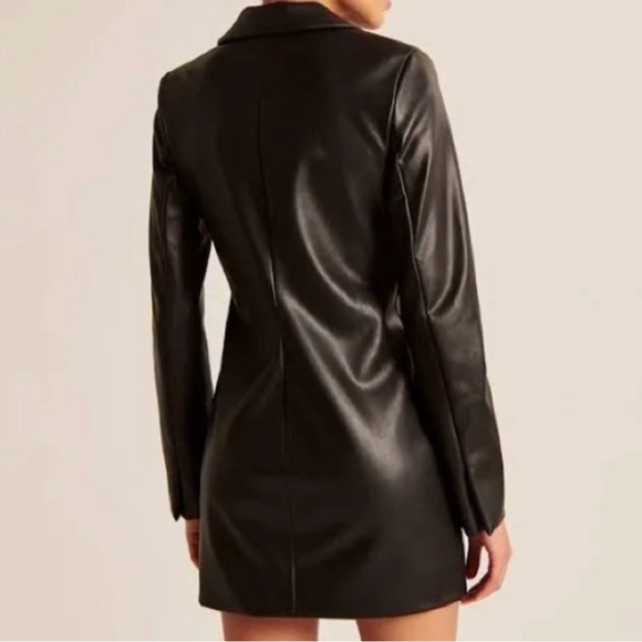 Women's Abercrombie Dark Brown Leather Blazer Coat - Picture 6 of 7